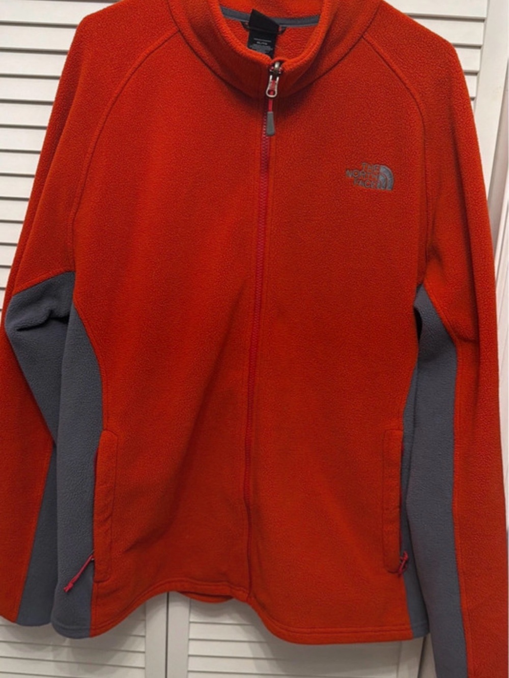The North Face XL Men's Orange and Gray Full-Zip Fleece Jacket
